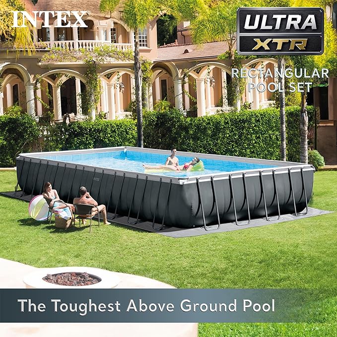 Intex 26373EH Ultra XTR 32ft x 16ft x 52in Above Ground Swimming Pool Set with Sand Filter Pump and OptiFlow 50 lb Premium Filter Sand (2-Pack)