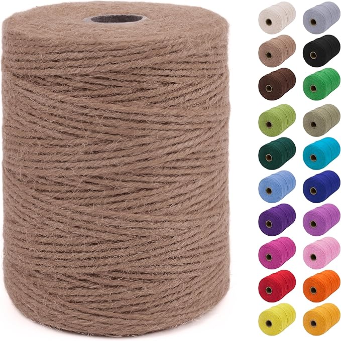 JeogYong 2mm Jute Twine String 328 Feet Natural Thick Garden Twine for Crafts, Hemp Twine for Outdoor, Gardening, Gift Wrapping, Plants, Packing Materials (Brown)