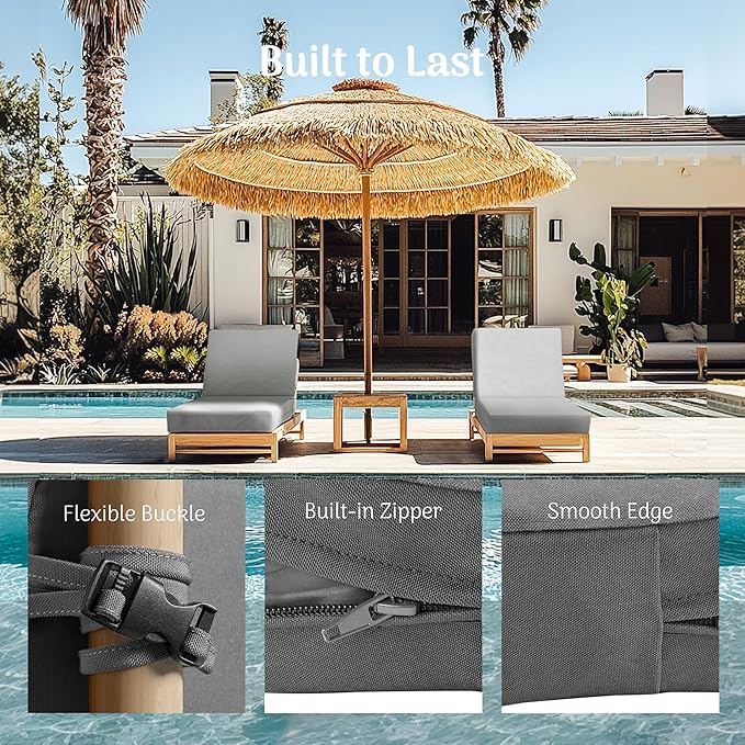 Codi Chaise Lounge Cushions Outdoor, Pool Lounges Chair Cushion Set, Waterproof for Patio Furniture, 80 x 26 x3.5 Inch 1PK Grey