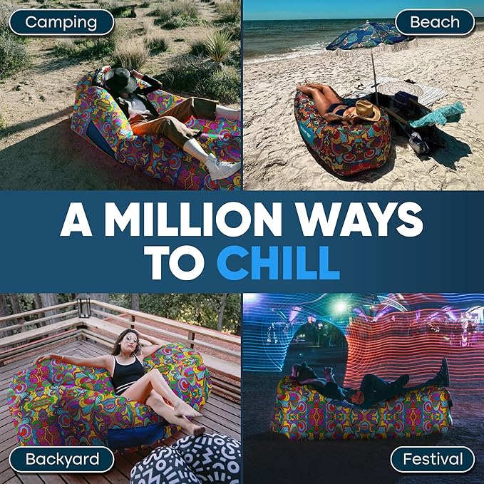 Chillbo Lazybone Inflatable Lounger - Ultimate Inflatable Couch for Maximum Chill - The Perfect Blow Up Couch for Music Festivals Or Lounger for Camping