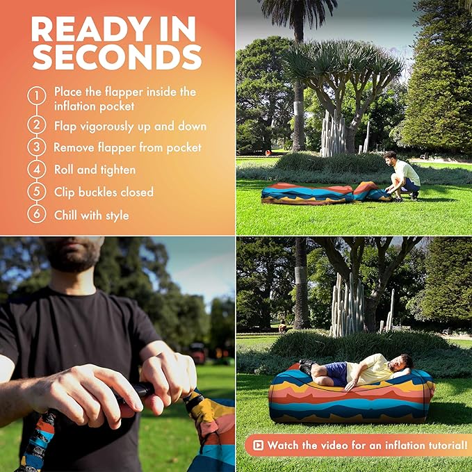 Chillbo Lazybone Inflatable Lounger - Ultimate Inflatable Couch for Maximum Chill - The Perfect Blow Up Couch for Music Festivals Or Lounger for Camping