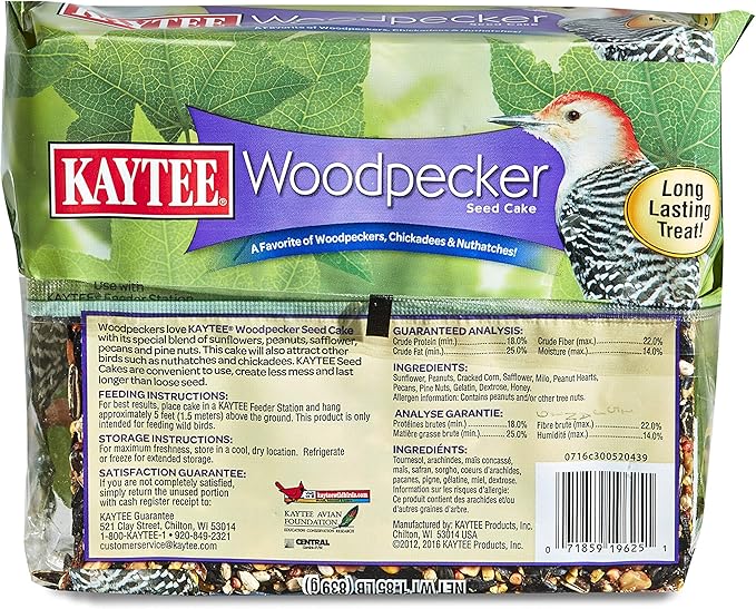 Kaytee Woodpecker Seed Cake, Wild Bird Food, 1.85 Pounds (Pack of 24)