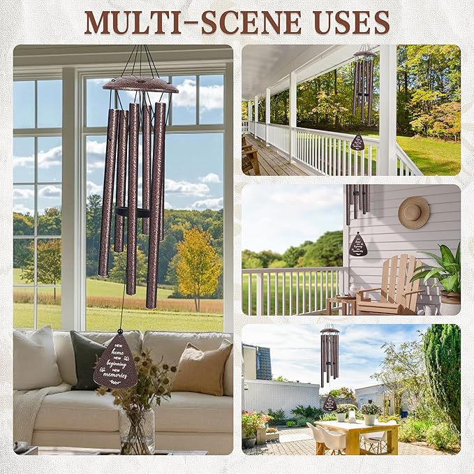 House Warming Gifts New Home, 32" Bronze Wind Chimes Housewarming Gifts, New Home Gift Ideas for Women Men Homeowners Couples Family Friends, Unique First Home Gift for Apartment Decor