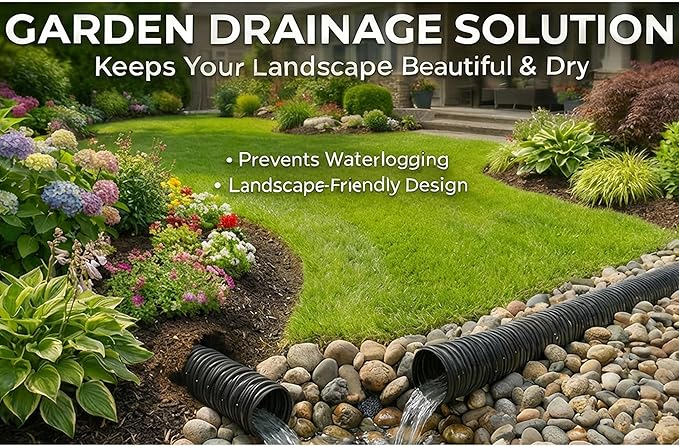 Corrugated Pond Tubing - Flexible, Kinkproof, Reinforced PVC Hose for Water Gardens, Pumps, Waterfalls & Aquaculture (20 Feet Black, 1.0 Inch)