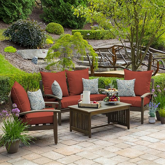 Arden Performance Outdoor Deep Seat Set, 24 x 24, Rain-Proof, Fade Resistant, Deep Seat Bottom and Back Cushion Sedona Woven Texture