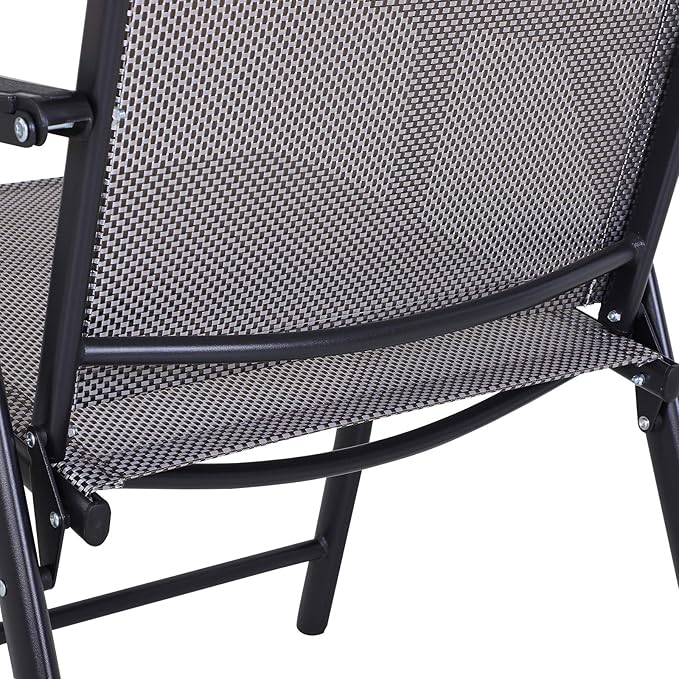 Outsunny Folding Outdoor Patio Chairs Set of 4 Stackable Portable for Deck, Garden, Camping and Travel