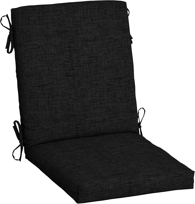 Arden 2-Pack Outdoor Patio Dining Chair Cushion, 20x44, Rain-Proof Seat Pad, Fade-Resistant Outdoor Cushion Black Leala