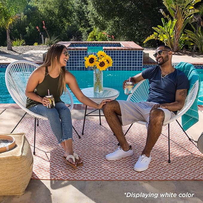 Best Choice Products 3-Piece Outdoor Acapulco All-Weather Patio Conversation Bistro Set w/Plastic Rope, Glass Top Table and 2 Chairs - Natural