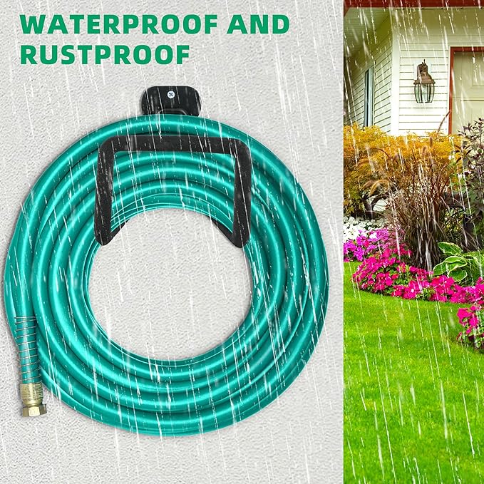 Garden Hose Holder - Heavy Duty Metal Hanger Wall Mount, Water Hose Holder for Outside Yard, Water Hose Reel, Hose Rack, Hose Hook