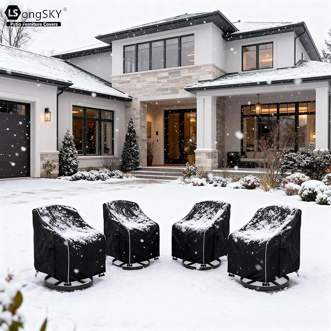 Patio Swivel Chair Cover 4 Pack,Waterproof Heavy Duty Outdoor Chair Covers,Outdoor Swivel Chair Cover for Patio Furniture Covers(33W x 35D x 36H inches),Black