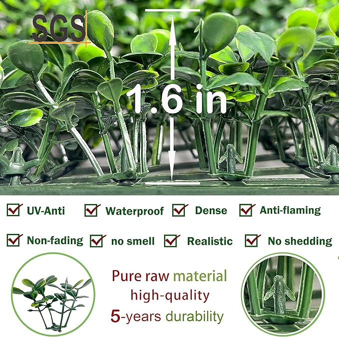 Bybeton Artificial Ivy Privacy Fence Screen,40"x120" (33.33 Sqft) UV-Anti Faux Boxwood Leaves Grass Wall Roll for Patio Balcony Privacy, Garden, Backyard Greenery Backdrop and Fence Decor