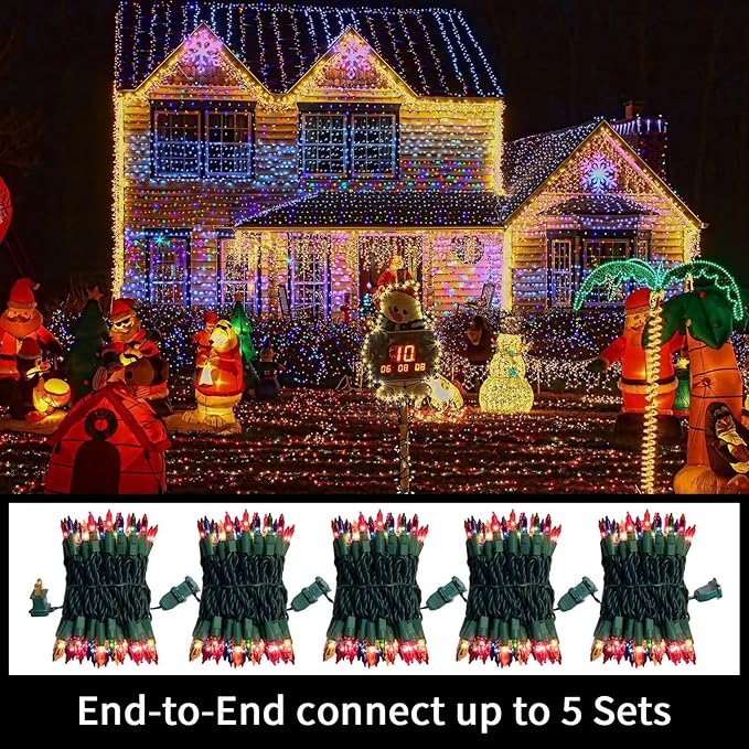 LAMPHOME Easter Decorations Mini String Lights, 100 Count 19.6Ft Easter Mini Lights, Waterproof String Light Plug in Multi Christmas Lights for Indoor Garland Party Christmas Tree, Pink + Multicolor
