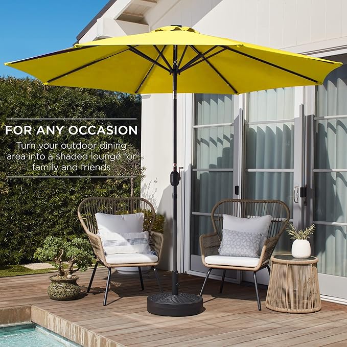Best Choice Products 10ft Outdoor Steel Polyester Market Patio Umbrella w/Crank, Easy Push Button, Tilt, Table Compatible
