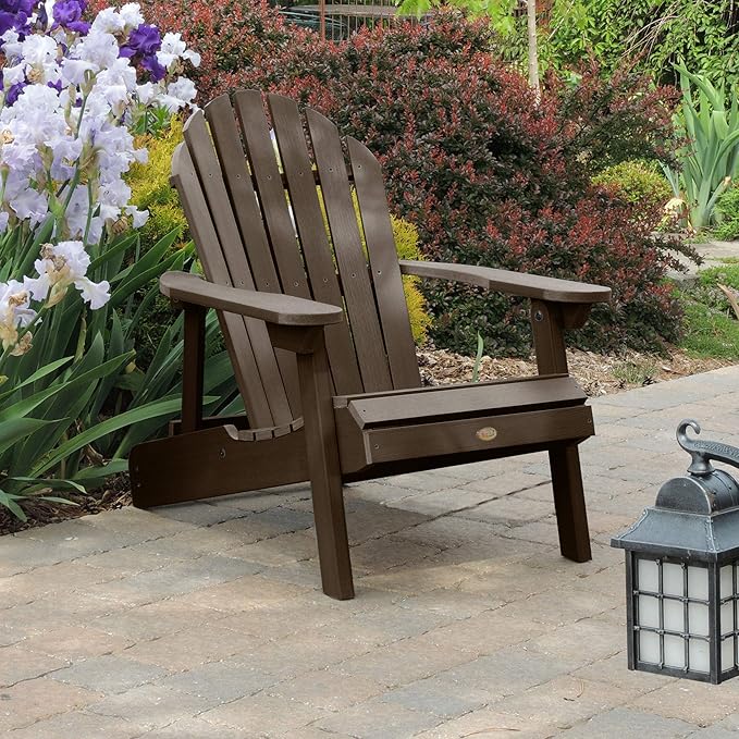 highwood Hamilton Made in the USA Folding and Reclining Adirondack Chair, Adult Size, Weathered Acorn