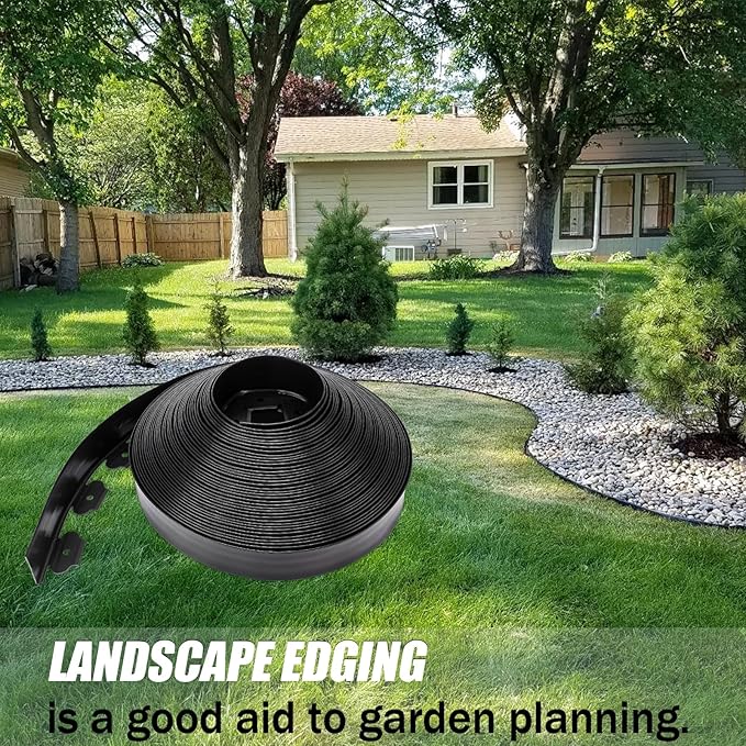 Landscape Edging 2.5 Inch Tall 100 FT, Black Edging for Landscaping with 5Pcs connectors and 120 Pcs Anchoring Spikes for Garden Flower Beds Yard Lawn