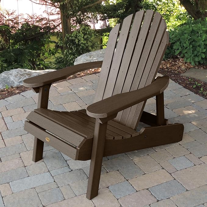 highwood Hamilton Made in the USA Folding and Reclining Adirondack Chair, Adult Size, Weathered Acorn