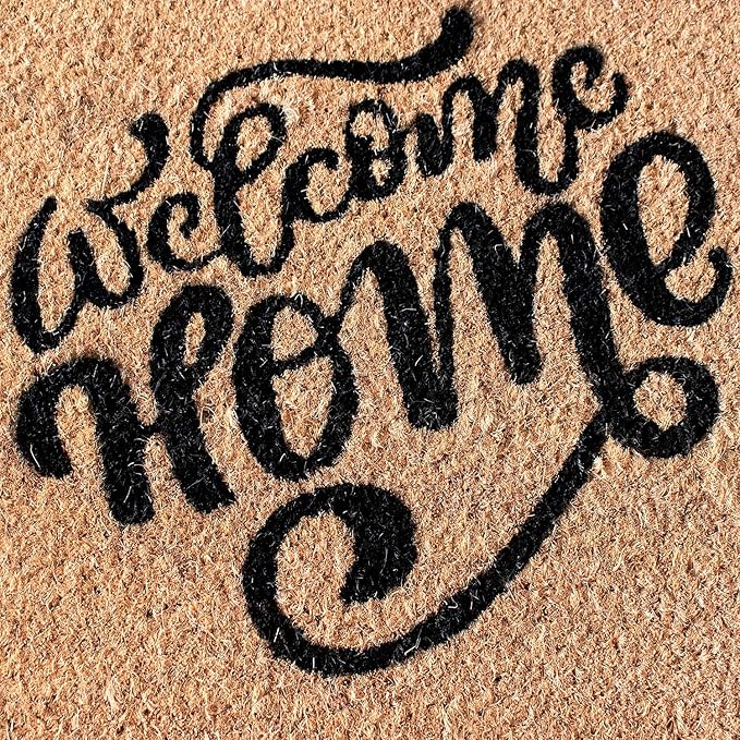 LuxUrux Welcome Mat Outdoor Coco Coir Doormat, with Heavy-Duty PVC Backing - Natural - Perfect Color/Sizing for Outdoor/Indoor uses. (17 x 30, Birch - Welcome Home)