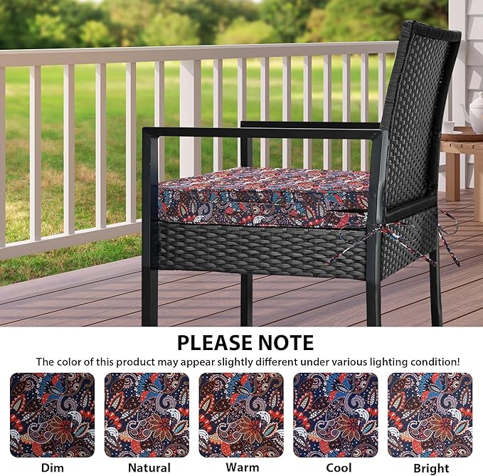 Outdoor Chair Cushions Set of 4,Waterproof Outdoor Seat Cushions for Patio Furniture,Patio Chair Cushion with Handle and Ties, Out Door Chair Pads,17" x 16" x 2", Artistic Floral