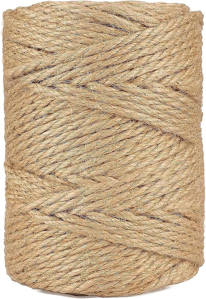 4mm Jute Twine, 328 Feet Braided Natural Jute Rope,Brown Jute Burlap String Heavy Duty and Thick Twine Hemp Rope for DIY Arts Crafts, Gardening, Bundling，Home Decorating, Cat Scratching Post