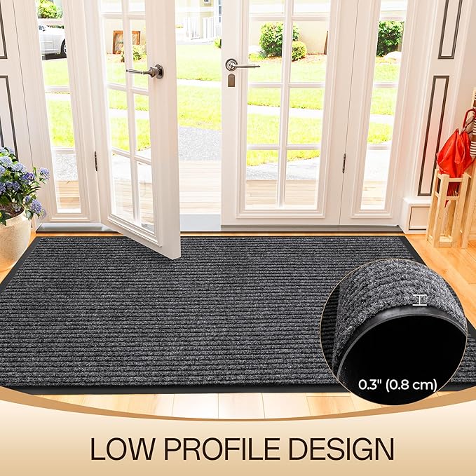 Amyracel Front Door Mat Indoor Outdoor Entrance, 48"x 96" All-Season Waterproof Doormat for Enterway, Heavy Duty Commercial Floor Mat, Fade Resistant, Rubber Back, Low Profile, Easy Clean