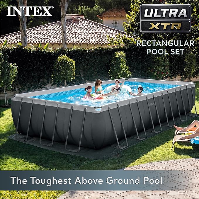 Intex 26363EH Ultra XTR 24ft x 12ft x 52in Above Ground Swimming Pool Set with Sand Filter Pump and Protective Pool Canopy