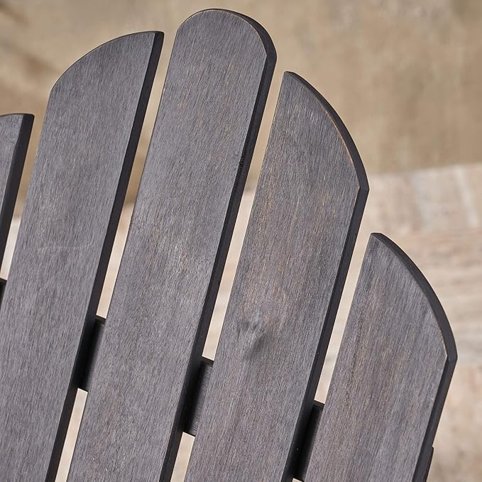 Christopher Knight Home Cara Outdoor Foldable Acacia Wood Adirondack Chair, Dark Gray Finish