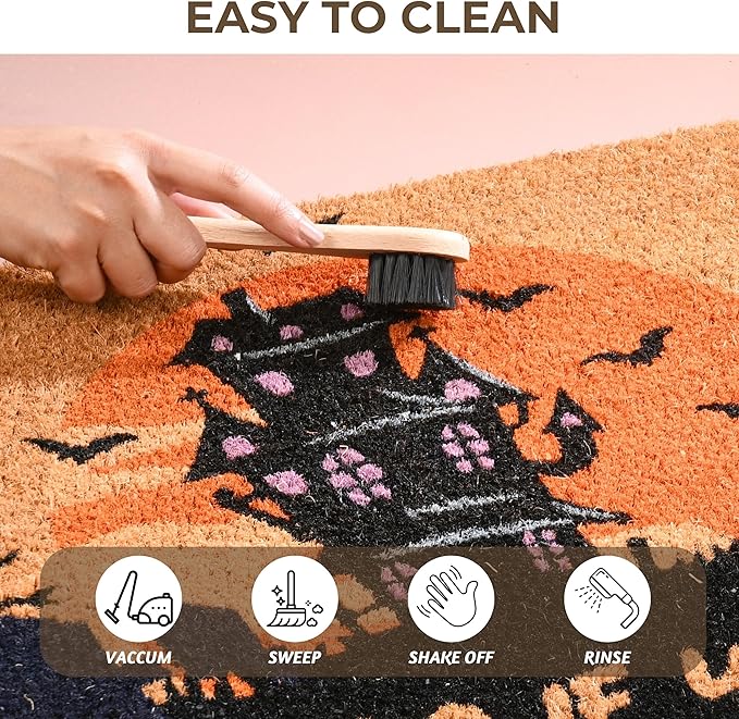 Folkulture Door Mat Outdoor | Eco Friendly Halloween Decor Door Mats for Front Door | 16" x 28" Welcome Matt or Doormat for Home Entrance | Durable & Anti Slip Coir Door Mats