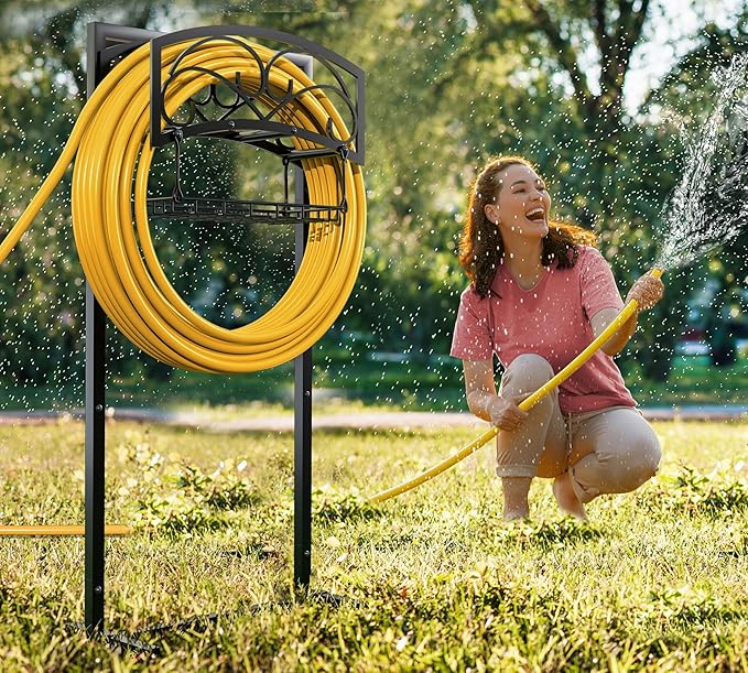 Fire Beauty Garden Hose Holder,Freestanding Water Hose Holder,In ground Hose Rack Organizer for Outdoor,Detachable Water Hose Holder Stake,Hose Reel Stand,Hose Hanger Rack for Outside Lawn Yard