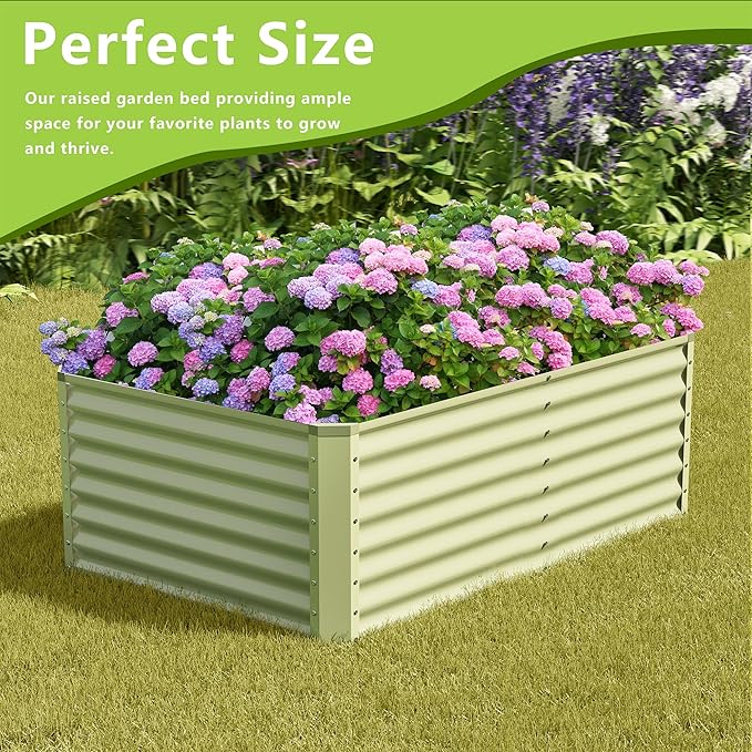 4x2x2FT Galvanized Raised Garden Bed Kit, Galvanized Planter Raised Garden Boxes Outdoor, Large Metal Raised Garden Beds for Vegetables-Green