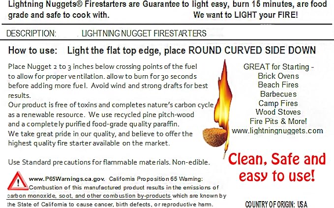 Lightning Nuggets N50VBOX Firestarters Box of Fire-Starting Nuggets, 50 Count,Tan