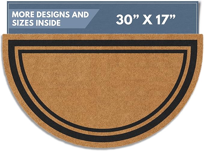 Barnyard Designs Natural Coco Coir Doormat Welcome Mat for Front Door & Outdoor Entrance, Large Door Mat for Indoor Entrance or Porch Entry, Brown (17x30, Border)