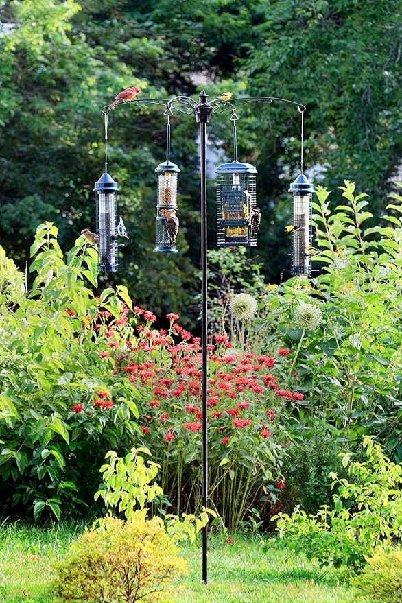 BirdsUP Versa Pole for 4 Bird Feeders, w/Bullseye Level and Torque Bar, 1-inch Diameter, 7.7ft Installed