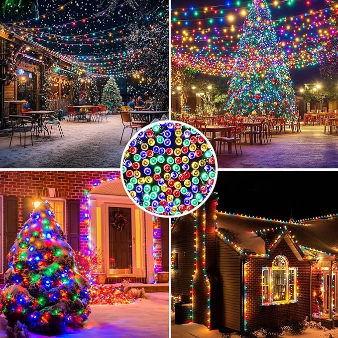 Solar String Lights Solar Christmas Lights 200 LED 72 Ft 8 Mode Outdoor String Lights Waterproof for Garden Party Patio Home Wedding Lawn Christmas Halloween Tree Decorations (Multi Color)