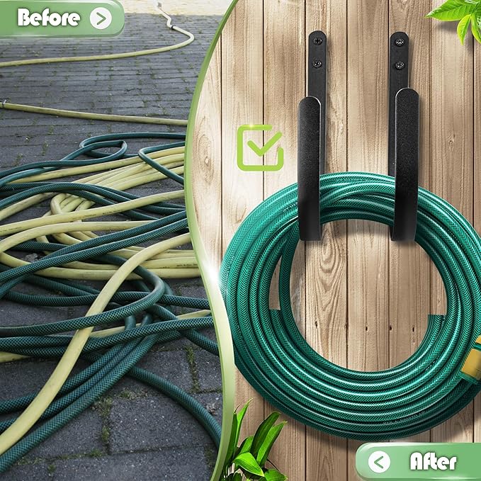 Garden Hose Holders Mount: Wall Mount Garden Hose Hangers for Outside - 2Pcs Rust-Proof Water Hose Racks Hanging Hooks for Outside Expandable Hose