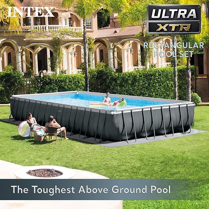 INTEX 26373EH Ultra XTR 32ft x 16ft x 52in Above Ground Swimming Pool Set with Sand Filter Pump and Deluxe Maintenance Cleaning Kit