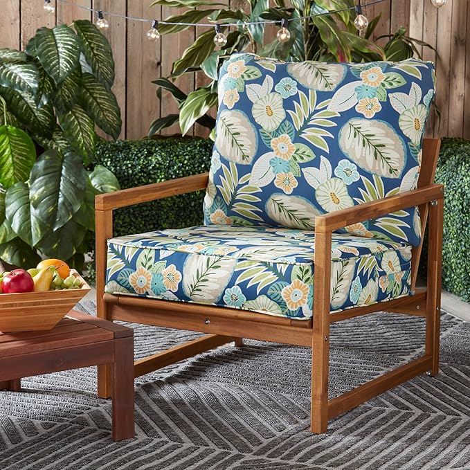 Greendale Home Fashions Outdoor Reversible 2-Piece Deep Seat Cushion Set, Magnolia Floral