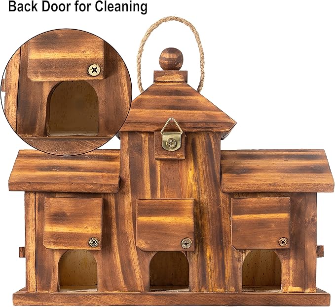 Bird Houses for Outside,Outdoor 5 Hole Bird House Room for 5 Bird Families Bluebird Finch Cardinals Hanging Birdhouse for Garden