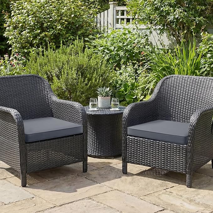 Outdoor Chair Cushions Set of 2: Waterproof & Fade Resistant Seat Cushion for Patio Furniture - 19 x 19 x 2 Inch Chair Pads with Ties and Hidden Zipper -Patio Chair Cushion Replacement, Dark Grey