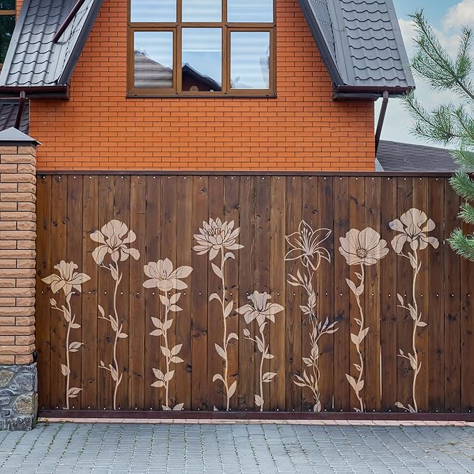Keluna Large Flower Stencils for Painting - Lotus Iris Lily Giant Flower Stencils Template Garden Wood Fence Fabric Craft