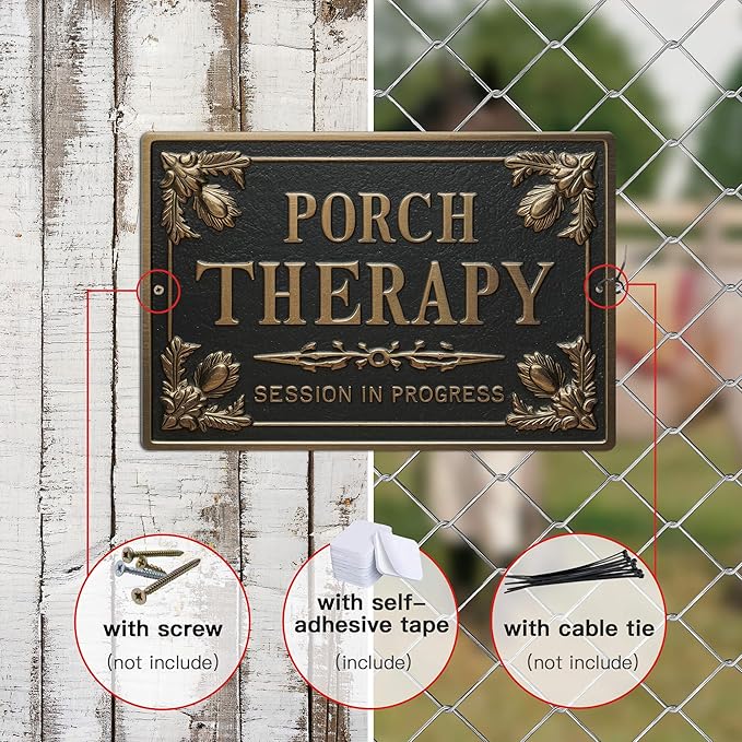 Putuo Decor Porch Therapy Tin Sign Porch Therapy Session In Progress Wall Decor For Front Back Porch Patio Decoration Deck Bar Garden Backyard Decor 8 X 12 In