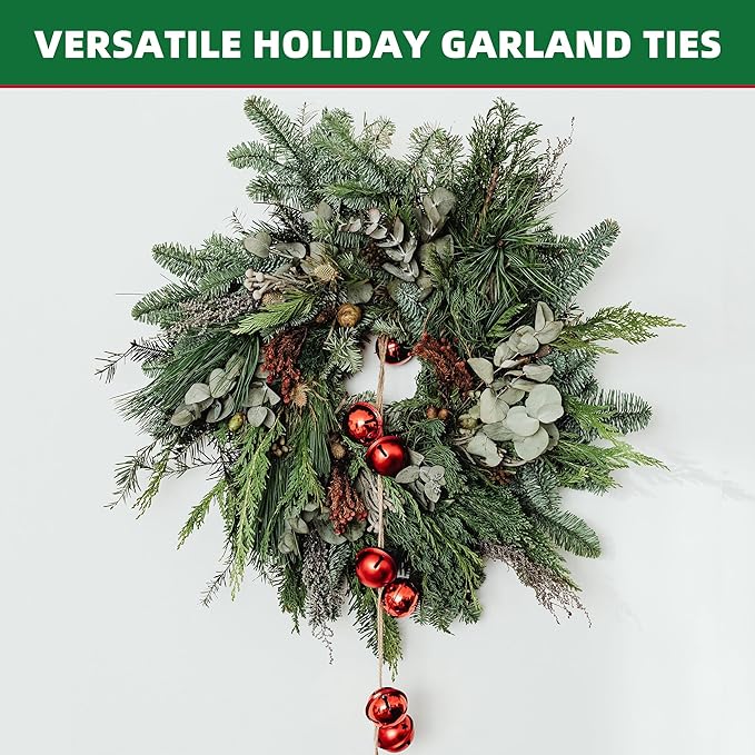 Garland Ties -Adjustable Christmas Decoration Ties for Lights, Stairs, Banister, Tree &Wreaths|Durable &Easy to Use|50ft Roll Cut to Custom Length|Holiday Décor Hanger for DIY Decorating|Green