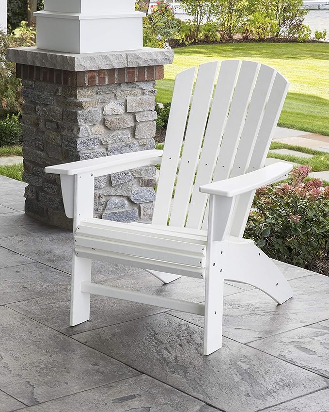 POLYWOOD Nautical Curveback Adirondack Chair - Premium HDPE Outdoor Furniture for Fire Pit, Patio, Deck, Lawn & Dock - Classic Comfort Design in Multiple Colors