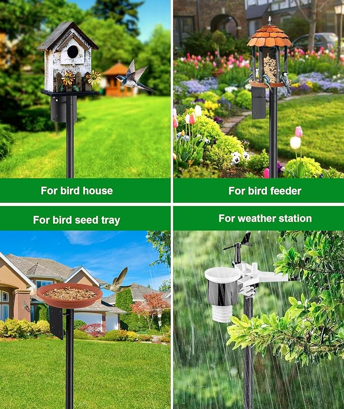Heavy Duty Bird Feeder Pole - 73 Inch Adjustable Bird House Pole with Auger Base for Easy Install, 1 inch Diameter Metal Outdoor Mount Kit for Bluebird Houses, Hummingbird Feeders & Wildlife Watching