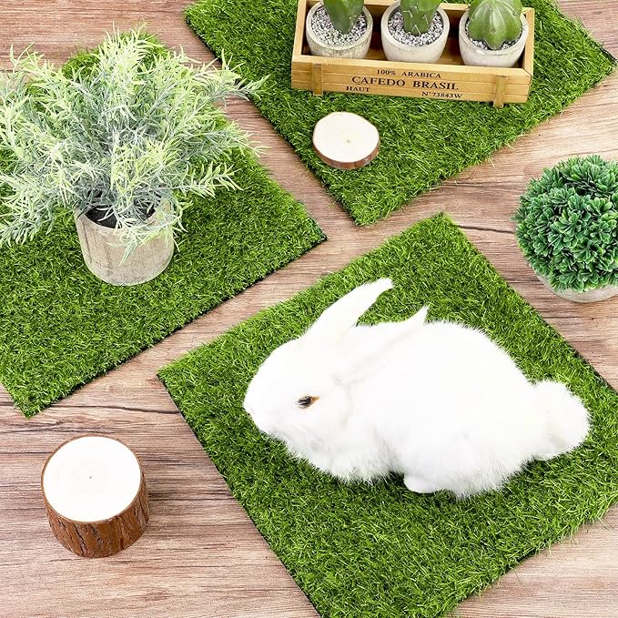 TURSTIN 6 Packs Artificial Grass Square Mat 12 x 12 Inch Fake Grass Turf Patch with Drainage Hole Synthetic Garden Grass Tiles Realistic Grass Rug for DIY Indoor Outdoor