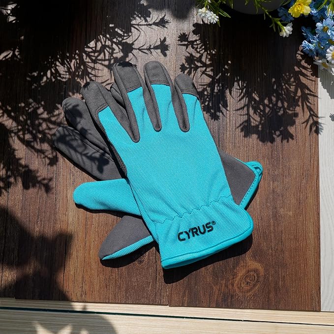 CYRUS Gardening Gloves – Breathable Puncture-Resistant Work Gloves for Men & Women, Multi-Scene Use for Gardening, DIY, Construction & Outdoor Tasks (Blue)