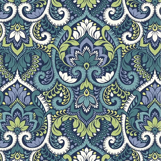Arden Selections Rocking Chair Cushion, 19 x 18, Rain-Proof, Fade Resistant, Cushions for Rocking and Outdoor Chairs 18 x 19, Sapphire Aurora Blue Damask (Pack of 4)