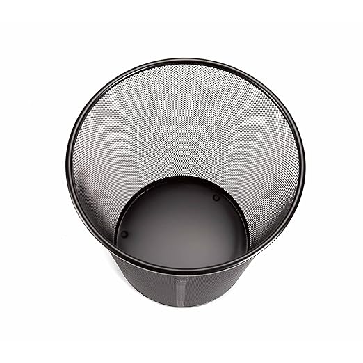 Seville Classics 2-Pack Steel Mesh Round Trashcan Wastebasket for Trash or Recycle in The Home, Office, or Garage, Black, 6 Gallon