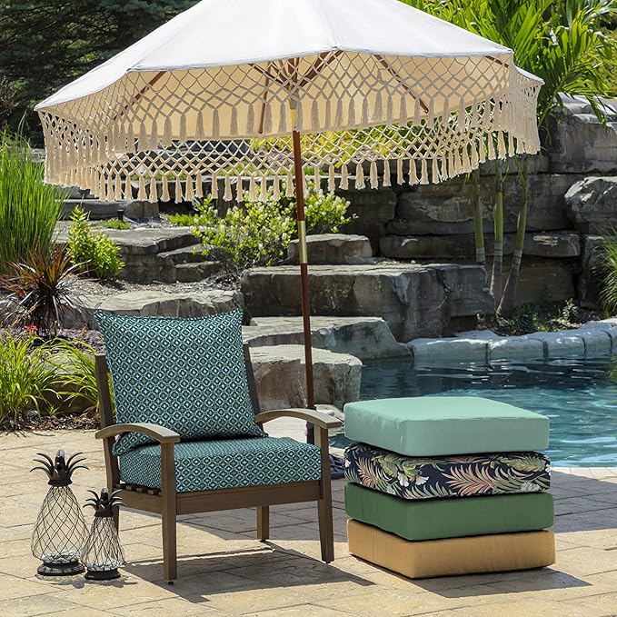 Arden Outdoor Deep Seat Cushion Set, 22 in x 24 in, Weather-Proof, Rain-Proof, Fade Resistant Patio Cushion Alana Tile