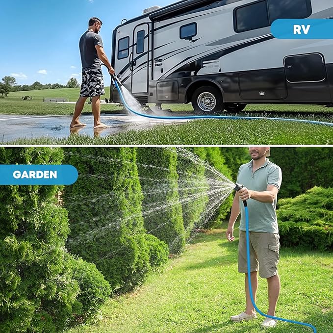 Kohree 75 FT RV Water Hose, 5/8" Premium Drinking Water Hose, Leak Free, No Odor, No Kink, 75 Foot Garden Hose with Storage Bag, Ideal for RV, Camper, Garden - Blue