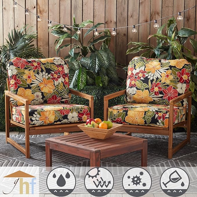 Greendale Home Fashions Outdoor Reversible 2-Piece Deep Seat Cushion Set, Aloha
